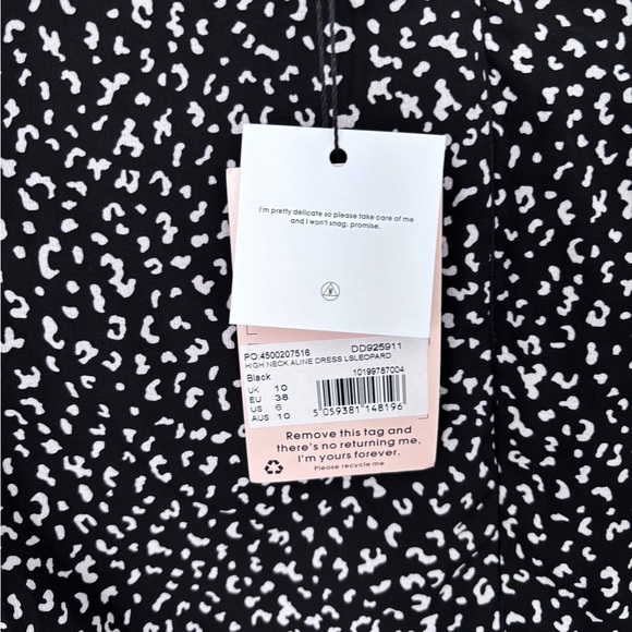 Misguided A Line Dress With High Neck in Black Leopard Print NWT Size 6 Lined - Picture 7 of 15